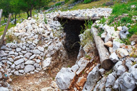 View of Foxhole of World War One, Sabotin mountain