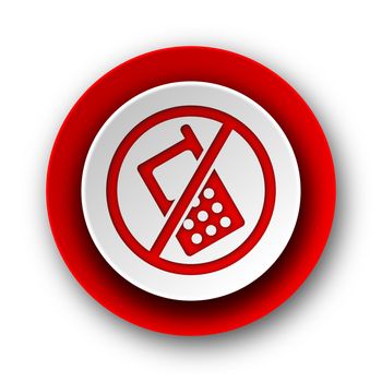 no phone red modern web icon on white background