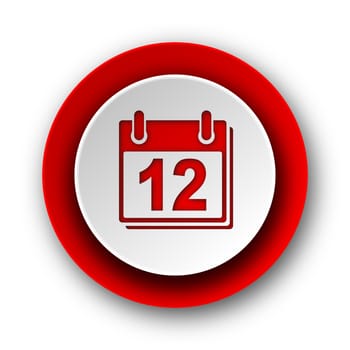 calendar red modern web icon on white background