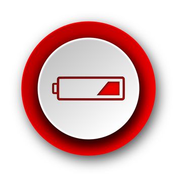 battery red modern web icon on white background