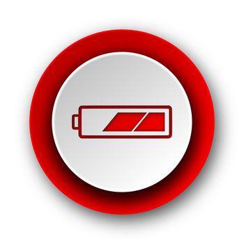 battery red modern web icon on white background