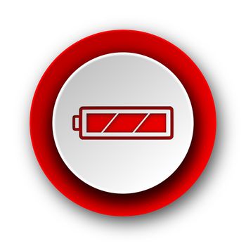 battery red modern web icon on white background