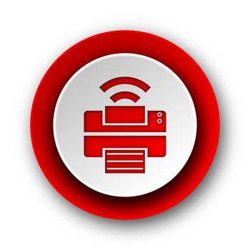 printer red modern web icon on white background