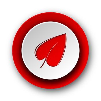leaf red modern web icon on white background