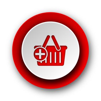 cart red modern web icon on white background