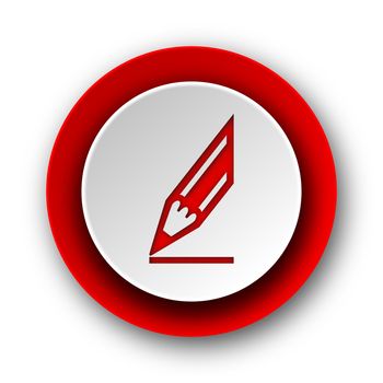 pencil red modern web icon on white background