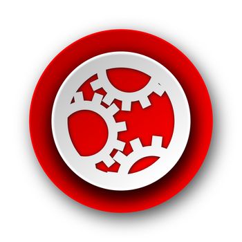 gear red modern web icon on white background