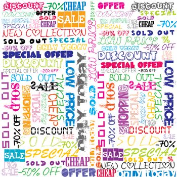 Background with colored sales and sold announcements