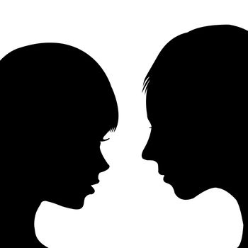 Man and woman profiles silhouettes