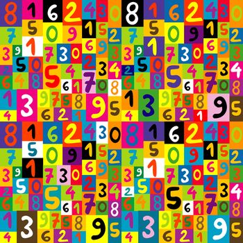 Seamless pattern for kids with numbers