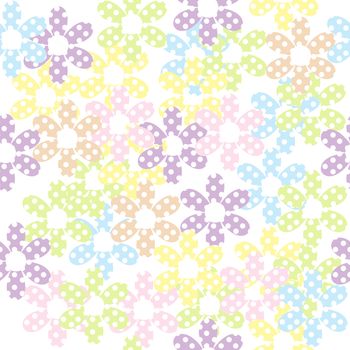 Seamless pattern with dotted flowers, background for kids