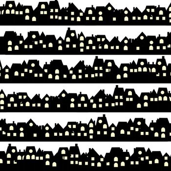 Background with black doodle houses