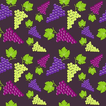 Seamless vintage background with bunch of grapes