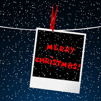 Merry Christmas card with picture over night sky