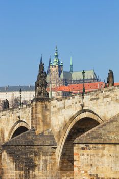 czech republic, prague - charles bridge and hradcany castle