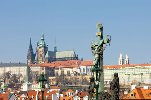 prague - religious art on charles bridge and hradcany castle