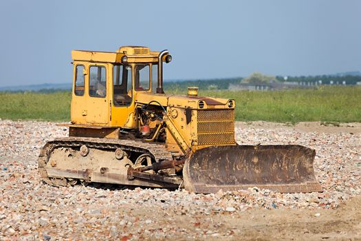 Old dozer at a construction site
