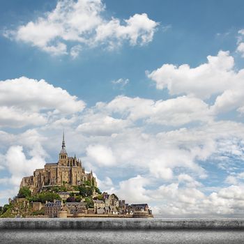 Landscape of Mont Saint-Michel, the famous UNESCO World Heritage Site in France, Europe.