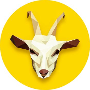 goat head polygonal  in yellow circle