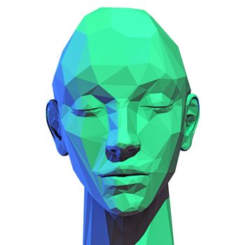 Trendy "low poly" style human head. 3D concept