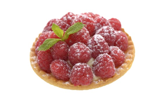 Raspberry tartlet with mint