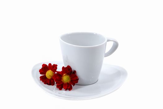 cup of coffee and red flower