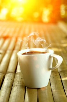 morning coffee on the bamboo