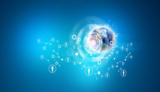 Earth with graphs and network. Element of this image furnished by NASA