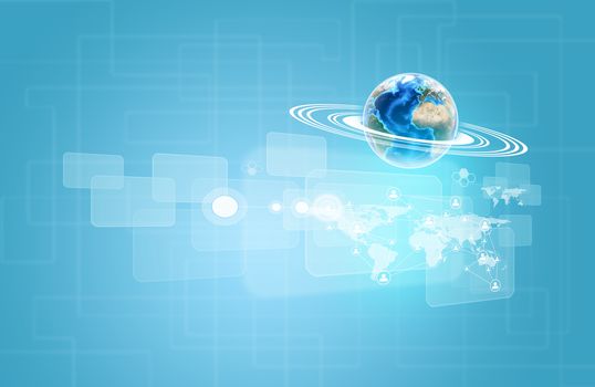 Earth with world map and network. Element of this image furnished by NASA