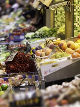 Vegetables and fruits in an italian corner market