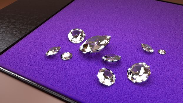 Big Diamonds on a Purple Tray with brown leather