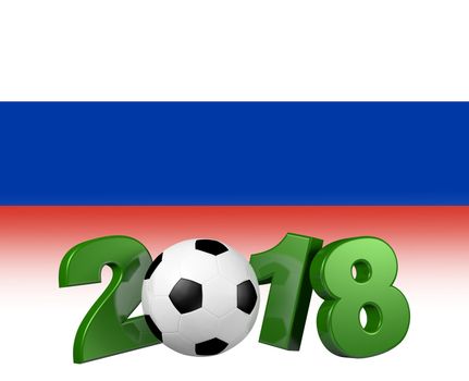Soccer 2018 with russian flag and white gradient
