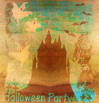 Halloween night background - haunted house