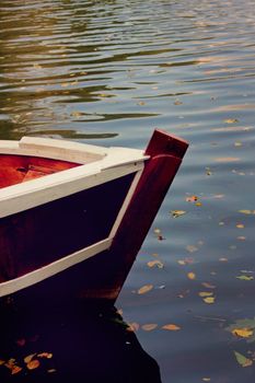 a Boat on the lake. Autumn Landscape