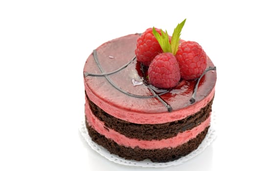 Chocolate and raspberry mousse cake