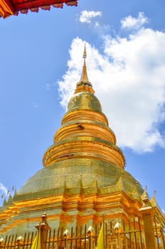 Golden Pagoda at Wat Phra That Hariphunchai , Lamphun Province, Thailand