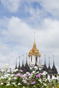 Art pagoda of Thailand Thailand is unique. Sky covered with clouds