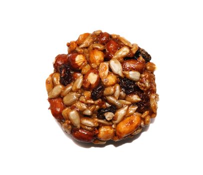 Kozinaki (national Georgian sweetness - nuts in honey) is isolated                                