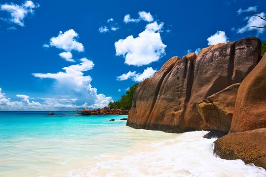 Beautiful beach at Seychelles, Praslin, Anse Lazio