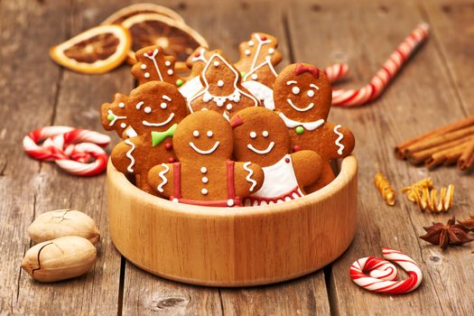 Christmas homemade gingerbread cookies on table