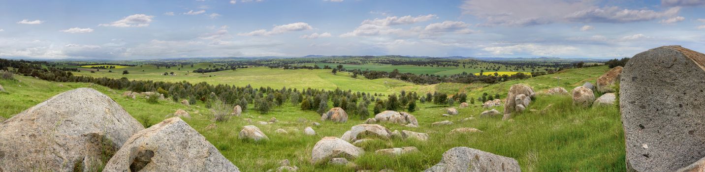 . Miles and miles  of views across Cowra and East towards Wyangala and Mt McDonald. The landscape is 310 metres above sea level. The original name for Cowra was Coura Rocks. 7 images stitched panorama.