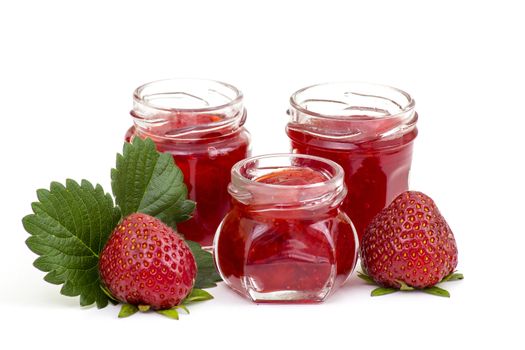 Strawberry jam with fresh strawberries