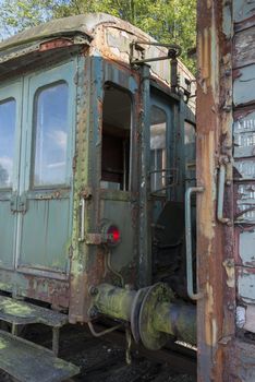 old rusted train at trainstation hombourg in belgium