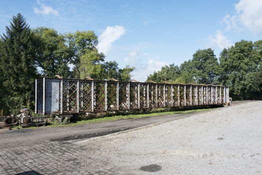 old  skeleton frame from a train at trainstation hombourg in belgium