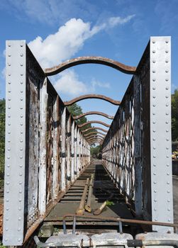 old  skeleton frame from a train at trainstation hombourg in belgium