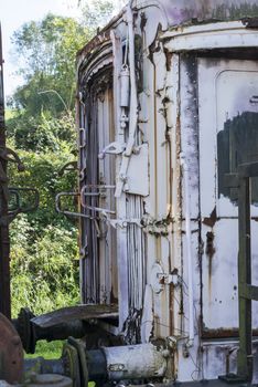 old rusted train at trainstation hombourg in belgium