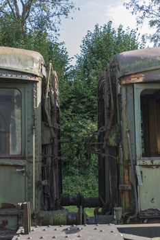 old rusted train at trainstation hombourg in belgium