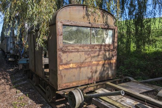 old rusted train at trainstation hombourg in belgium