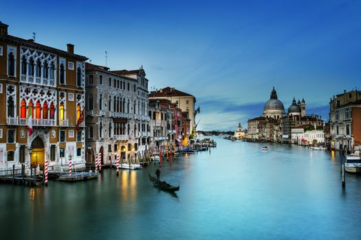 Grand Canal and Basilica Santa Maria della Salute, Venice, Italy and sunny day 