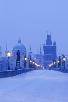 czech republic prague - charles bridge in winter morning